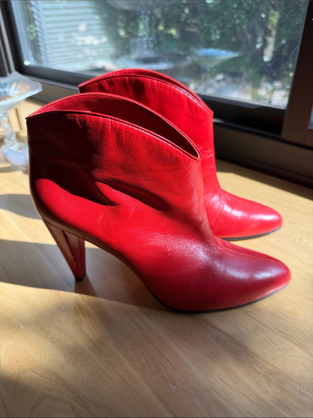 Phoebe Philo-era Céline Red Leather Pointed Ankle Booties
